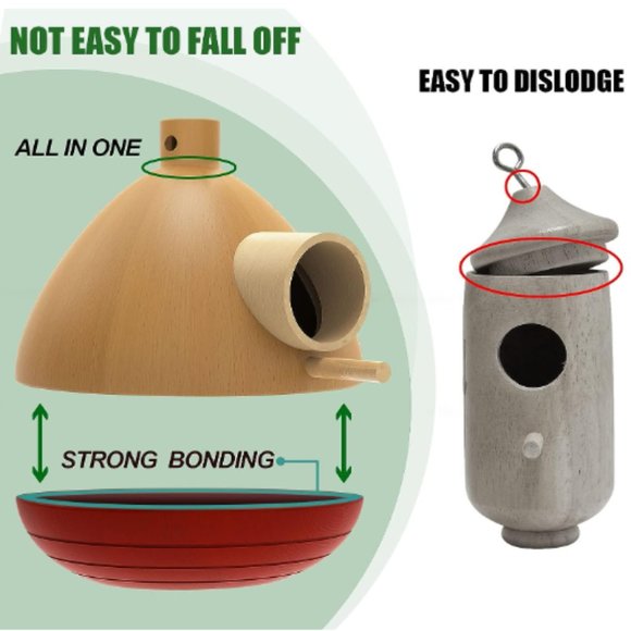 2 pk - Hummingbird Houses - Wooden Birdhouses for Outside - Picture 2 of 9